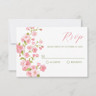 Pink sakura blossom flower bloom  RSVP card
