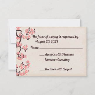 Pink Sakura Blossoms RSVP Cards