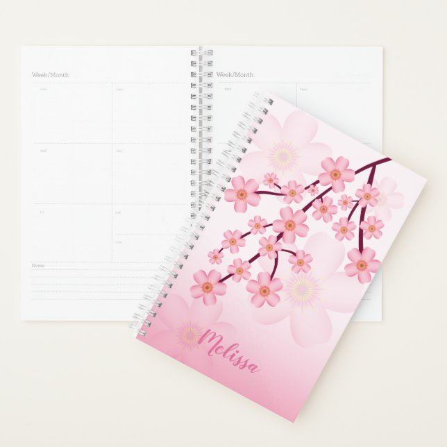 Pink Sakura Cherry Blossom Branch With Name Planner (Display)