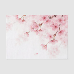 Pink Sakura Cherry Blossom Watercolor Pattern Tissue Paper