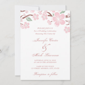 Pink Sakura Cherry Blossom Wedding Invitation