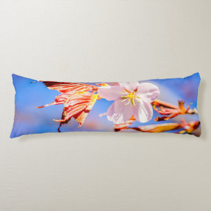 Pink Sakura Flower Blue Sky Body Cushion