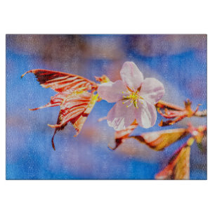 Pink Sakura Flower Blue Sky Cutting Board