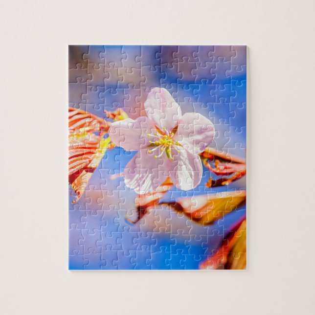 Pink Sakura Flower Blue Sky Jigsaw Puzzle (Vertical)