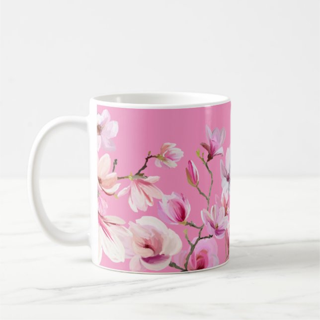 Pink Sakura Flowers Design  Coffee Mug (Left)