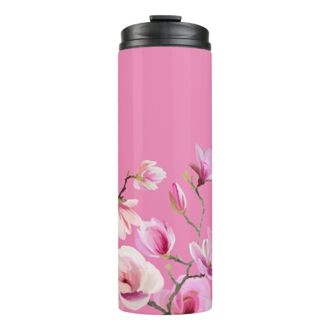 Pink Sakura Flowers Design Thermal Tumbler (Front)