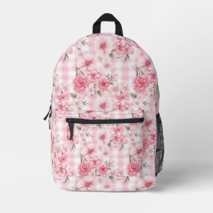 Pink Sakura Flowers Printed Backpack