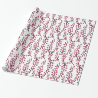 Pink sakura flowers seamless pattern wrapping paper