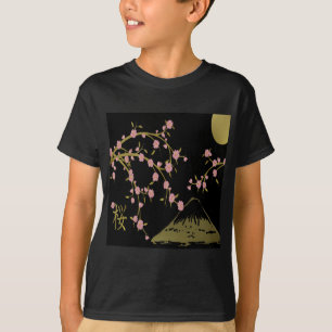 Pink Sakura Gold Black Japanese Screen T-Shirt
