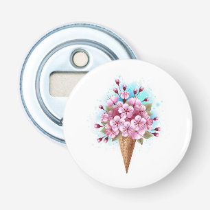Pink Sakura Ice Cream Waffle Cone Bottle Opener