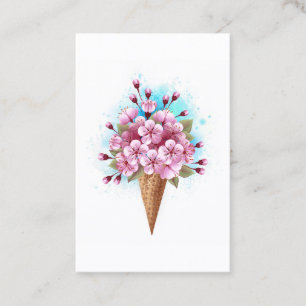 Pink Sakura Ice Cream Waffle Cone Business Card