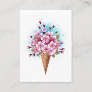 Pink Sakura Ice Cream Waffle Cone Business Card
