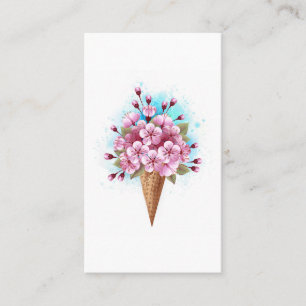 Pink Sakura Ice Cream Waffle Cone Calling Card