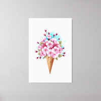 Pink Sakura Ice Cream Waffle Cone