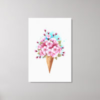 Pink Sakura Ice Cream Waffle Cone