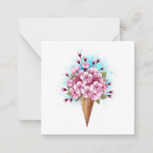 Pink Sakura Ice Cream Waffle Cone Card