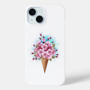 Pink Sakura Ice Cream Waffle Cone iPhone 15 Case