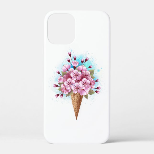 Pink Sakura Ice Cream Waffle Cone Case-Mate iPhone Case (Back)