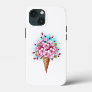 Pink Sakura Ice Cream Waffle Cone iPhone 13 Mini Case