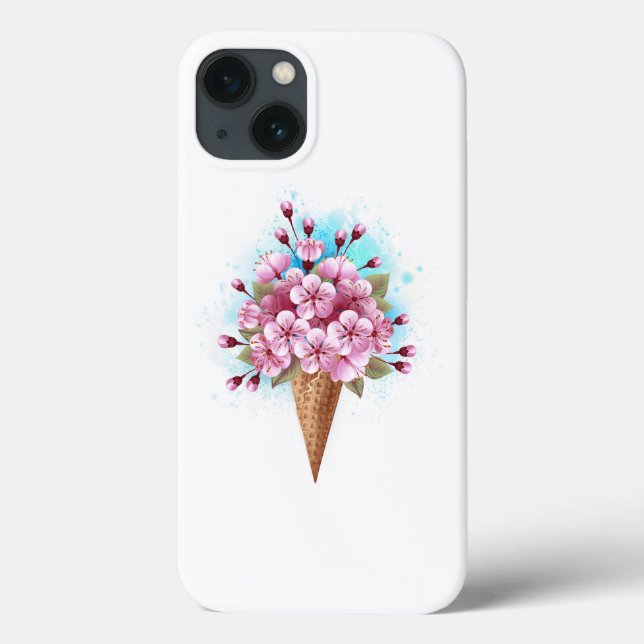 Pink Sakura Ice Cream Waffle Cone Case-Mate iPhone Case (Back)