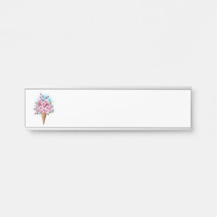 Pink Sakura Ice Cream Waffle Cone Door Sign