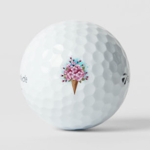 Pink Sakura Ice Cream Waffle Cone Golf Balls