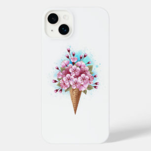 Pink Sakura Ice Cream Waffle Cone iPhone 14 Plus Case