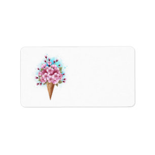 Pink Sakura Ice Cream Waffle Cone Label