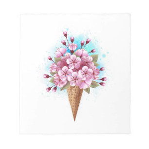 Pink Sakura Ice Cream Waffle Cone Notepad
