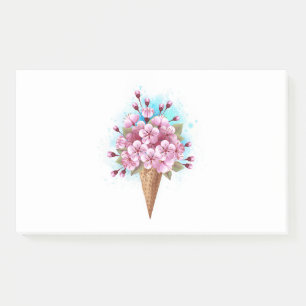 Pink Sakura Ice Cream Waffle Cone Post-it Notes