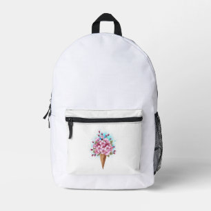 Pink Sakura Ice Cream Waffle Cone Printed Backpack