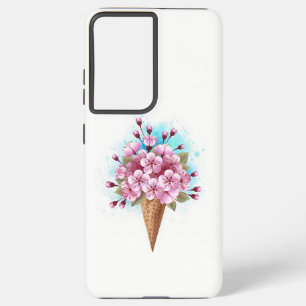 Pink Sakura Ice Cream Waffle Cone Samsung Galaxy Case