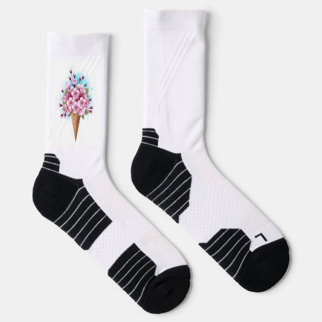 Pink Sakura Ice Cream Waffle Cone Socks (Right)