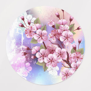 Pink Sakura on Painting Background