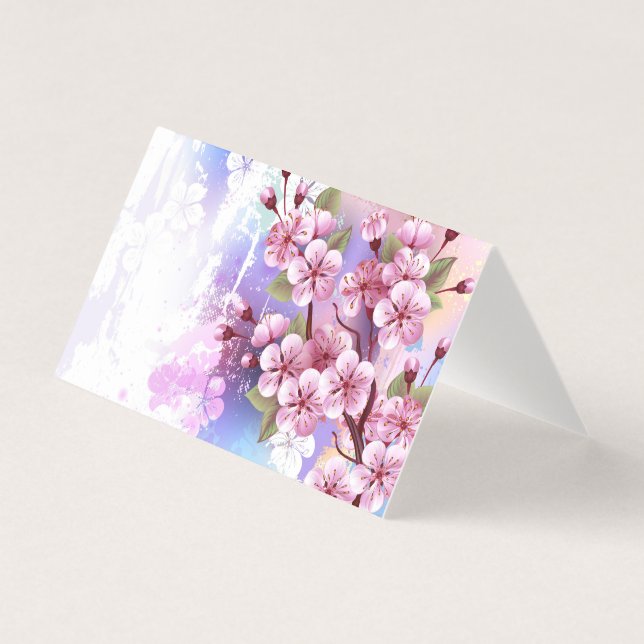Pink Sakura on Painting Background (Front)