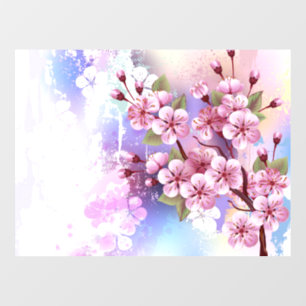 Pink Sakura on Painting Background