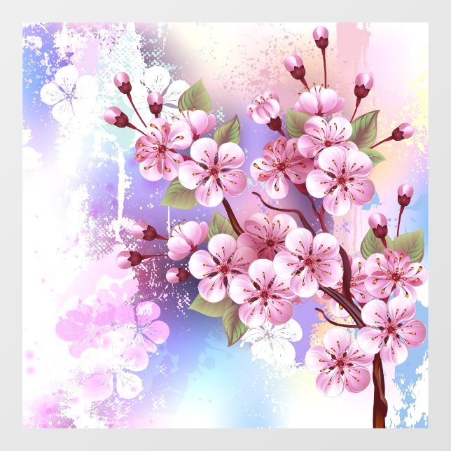 Pink Sakura on Painting Background (Sheet)