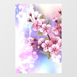 Pink Sakura on Painting Background