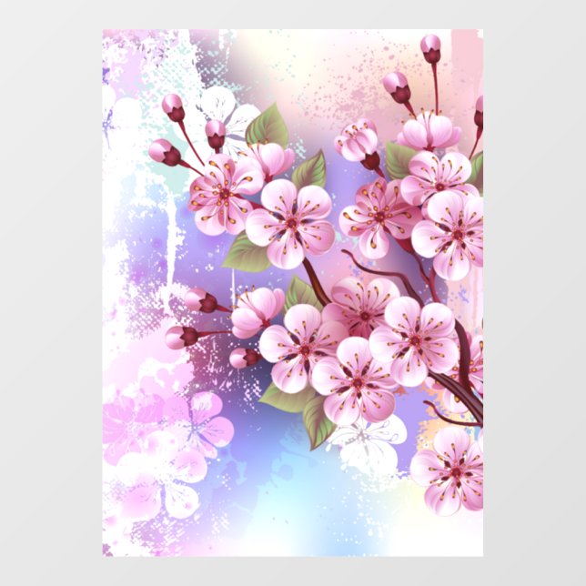 Pink Sakura on Painting Background (Sheet)