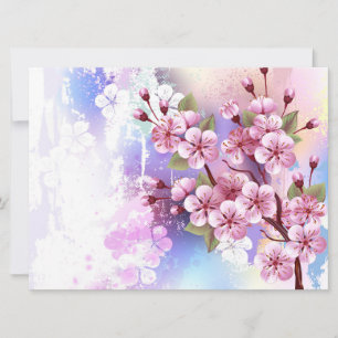 Pink Sakura on Painting Background Announcement
