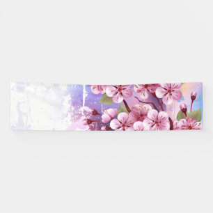 Pink Sakura on Painting Background Banner