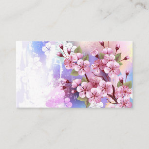 Pink Sakura on Painting Background Business Card