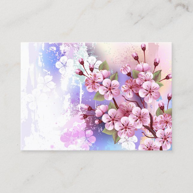 Pink Sakura on Painting Background Calling Card (Front)