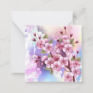 Pink Sakura on Painting Background Card