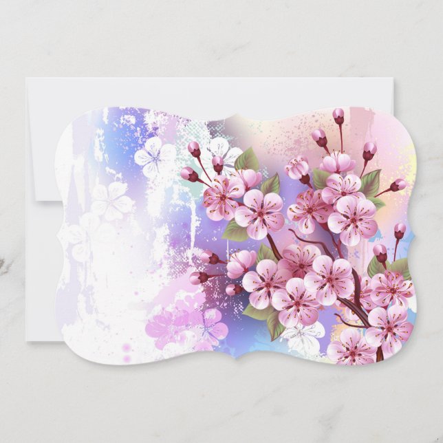 Pink Sakura on Painting Background Card (Front)