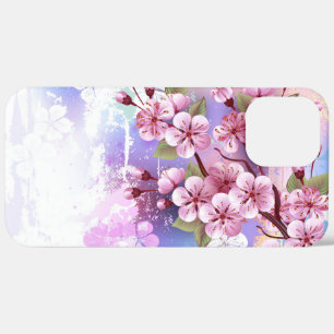 Pink Sakura on Painting Background iPhone 12 Pro Max Case