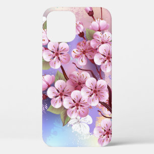 Pink Sakura on Painting Background iPhone 12 Pro Case