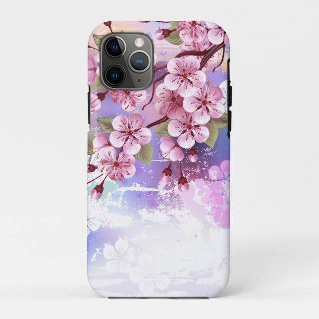 Pink Sakura on Painting Background Case-Mate iPhone Case (Back)