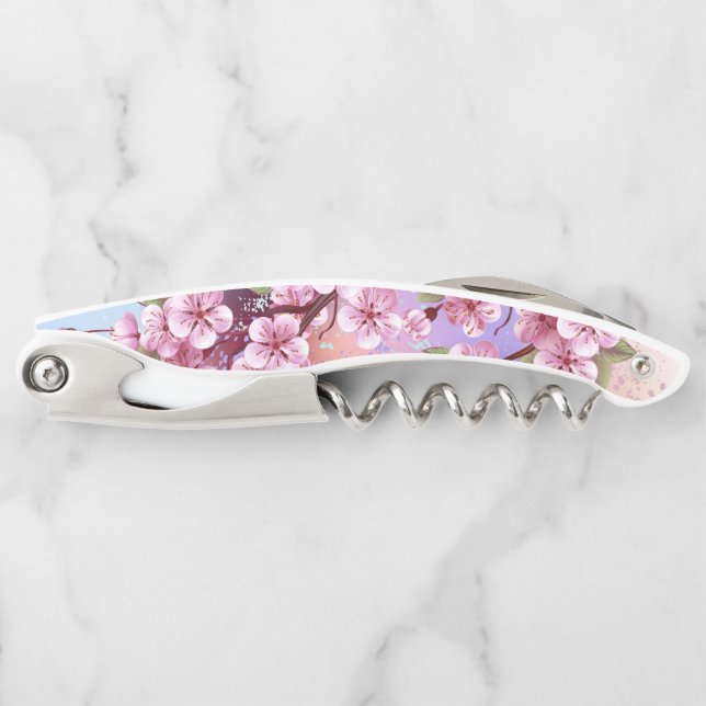 Pink Sakura on Painting Background Corkscrew (Front)
