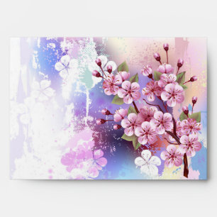 Pink Sakura on Painting Background Envelope